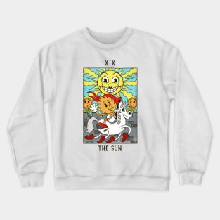 The Sun - Mystical Medleys - Vintage Rubber Hose Cartoon Tarot (white) Crewneck Sweatshirt